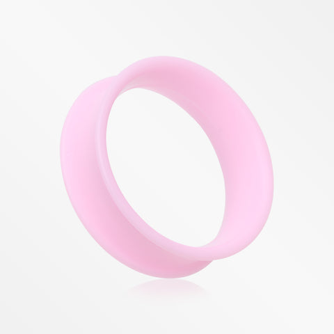 A Pair of Ultra Flexible Pastel Pink Silicone Double Flared Tunnel Plug