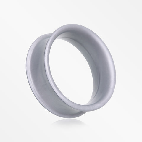 A Pair of Ultra Flexible Metallic Silver Silicone Double Flared Tunnel Plug