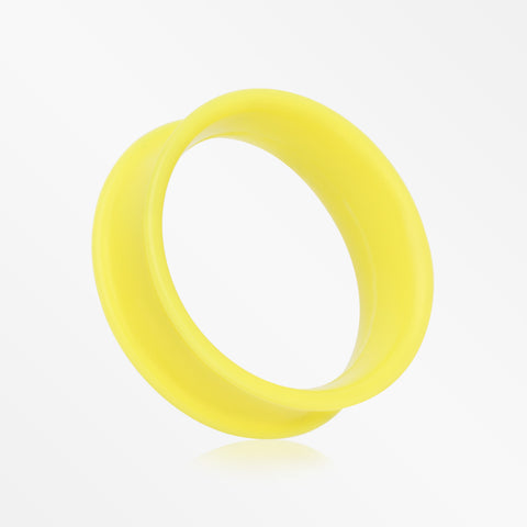 A Pair of Ultra Flexible Pastel Yellow Silicone Double Flared Tunnel Plug