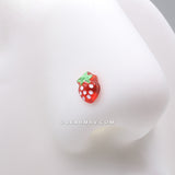 Detail View 1 of Very Berry Red Strawberry Nose Stud Ring