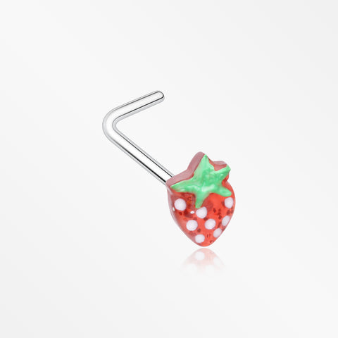 Very Berry Red Strawberry L-Shaped Nose Ring