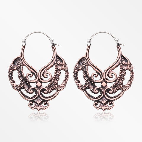 A Pair of Enchanted Royal Bali Filigree Copper Plug Hoop Earring