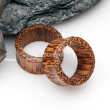 A Pair of Coconut Wood Double Flared Tunnel Plug
