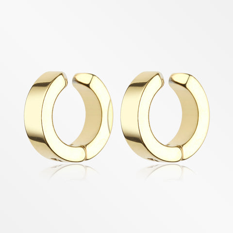 A Pair of Golden Steel Non-Piercing Snap Clip Hoop Earring