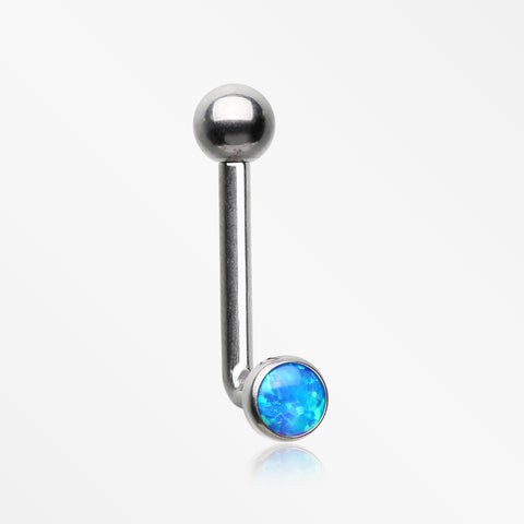 Implant Titanium Fire Opal Sparkle Internally Threaded VCH Bent Barbell-Blue