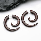 A Pair of Dark Tamarind Wood Fake Spiral Hanger Earring