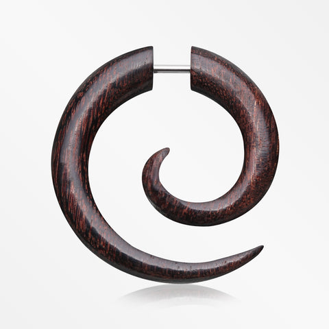 A Pair of Dark Tamarind Wood Fake Spiral Hanger Earring