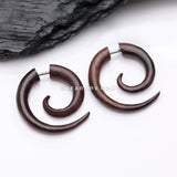 A Pair of Rosewood Fake Spiral Hanger Earring