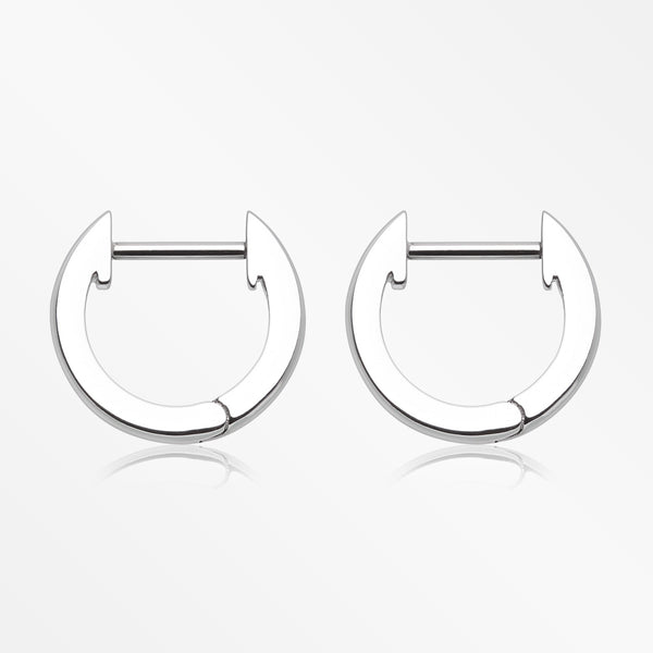 A Pair of Simple Huggie Hoop Steel Earring