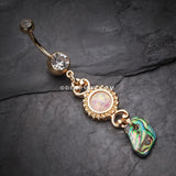 Golden Opal Abalone Dangle Belly Button Ring-Clear