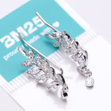 Detail View 3 of A Pair of Leaf Vine Sparkle Journey Ear Climber Earring-Clear Gem