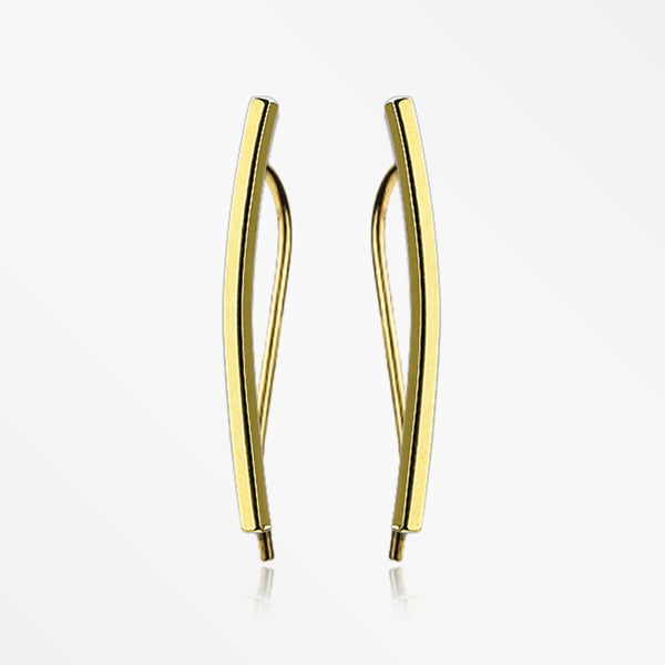 A Pair of Golden Modern Curve Essence Ear Climber Earring