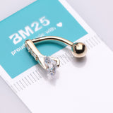 14 Karat Gold Luscious Sparkle Bar Reverse Belly Button Ring-Clear