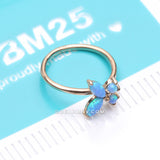 14 Karat Gold Brilliant Fire Opal Dainty Butterfly Bendable Hoop Ring-Blue Opal