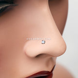 14 Karat Gold Prong Set Gem Top Nose Stud Ring-Clear