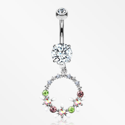 Sparkle Chic Flower Wreath Belly Button Ring