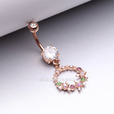 Rose Gold Sparkle Chic Flower Wreath Belly Button Ring
