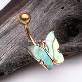 Golden Abalone Natural Shell Butterfly Belly Button Ring