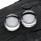 A Pair of Concave Glass Double Flared Plug-Clear