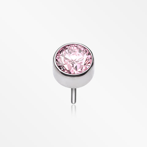 Implant Grade Titanium OneFit™ Threadless Bezel Round Gem Sparkle Top Part-Pink