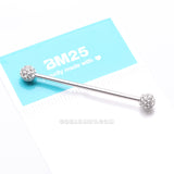 Detail View 4 of Pave Sparkle Full Dome Industrial Barbell-Clear Gem