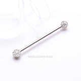 Detail View 1 of Pave Sparkle Full Dome Industrial Barbell-Clear Gem