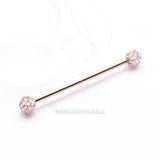 Detail View 1 of Rose Gold Pave Sparkle Full Dome Industrial Barbell-Clear Gem