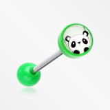 Panda the China Icon Top Acrylic Barbell Tongue Ring-Green