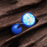 Starry Night Icon Top Acrylic Barbell Tongue Ring-Blue
