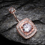 Rose Gold Grand Essentia Belly Button Ring-Clear