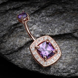 Rose Gold Sparkle Essentia Belly Button Ring-Purple/Clear