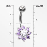 Glistening Spring Flower Sparkle Belly Button Ring-Clear/Purple