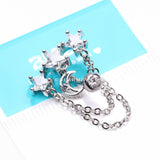 Celestial Stars and Moon Sparkle Chained Top Down Reverse Belly Button Ring-Clear Gem