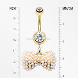 Golden Pearlescent Bow-Tie Sparkle Belly Button Ring-Clear