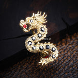 Golden Fire Dragon Lore Reverse Belly Button Ring-Red/Hematite