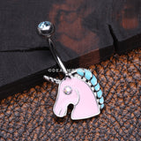 Stay Magical Unicorn Sparkle Belly Button Ring-Aqua