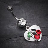 Charming Cherry Heart Belly Ring-Clear