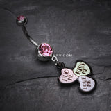 Triple Heart Statement Belly Ring-Pink