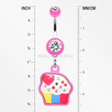 Sweet Tooth Cupcake Belly Button Ring-Pink