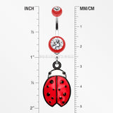 Precious Ladybug Belly Button Ring-Red