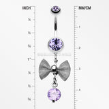 Dainty Bow Gem Sparkle Belly Ring-Tanzanite