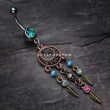 Beautiful Vintage Style Dream Catcher Belly Ring-Teal
