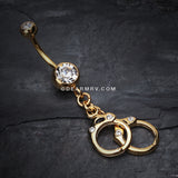 Golden Handcuff Sparkle Belly Ring-Clear