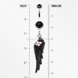 Jeweled Angel Wing Sparkle Belly Ring-Black