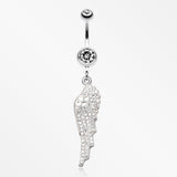 Jeweled Angel Wing Sparkle Belly Ring-Clear