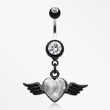 Dark Love Angel Belly Button Ring-Clear