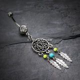 Classic Beaded Dreamcatcher Belly Button Ring-Clear/Yellow