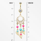 Golden Enchanted Dream Catchers Belly Button Ring-Clear