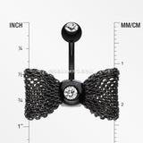 Colorline Mesh Bow-Tie Belly Button Ring-Black/Clear