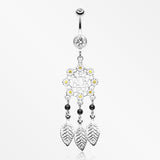 Daisy Glam Dreamcatcher Belly Button Ring-Clear